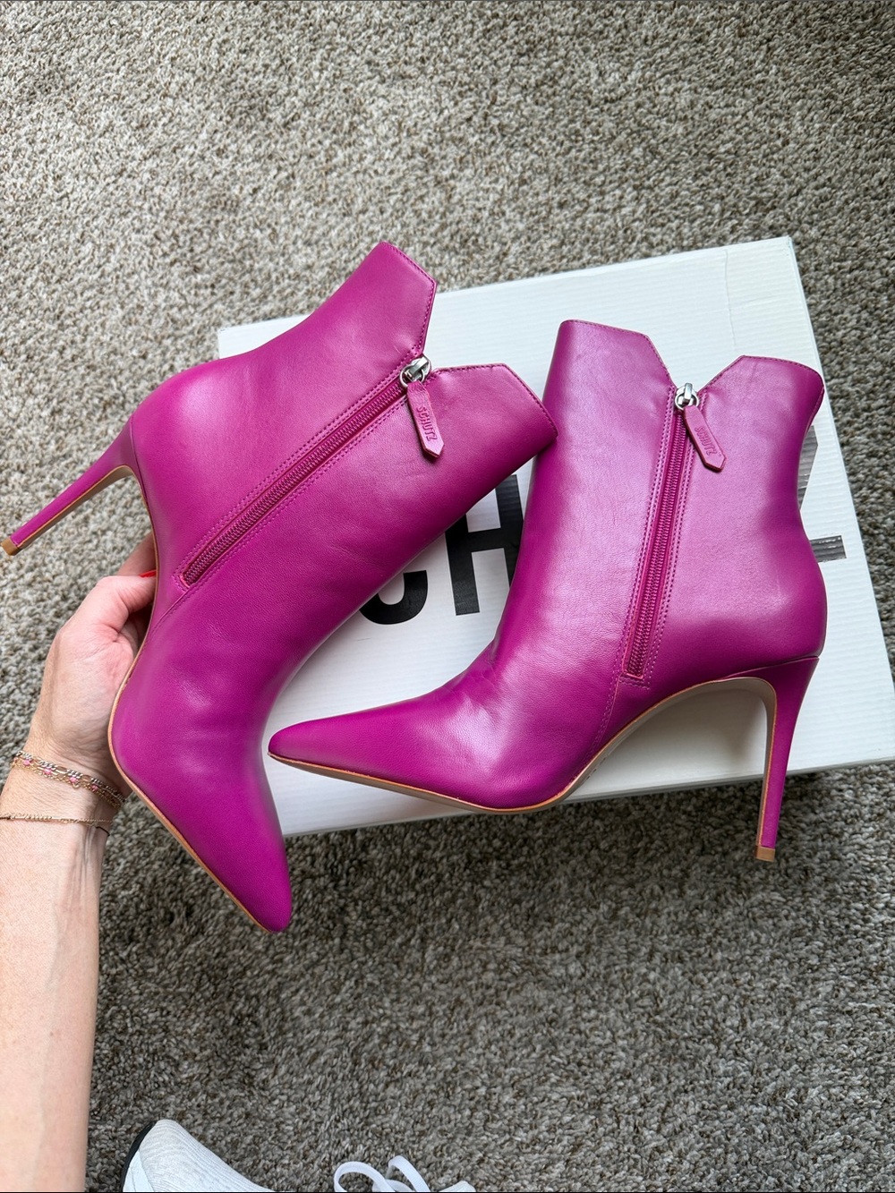 SCHUTZ Pink Betsey Pointed Toe Stiletto Ankle Boots Sz 9.5M - Picture 3 of 9